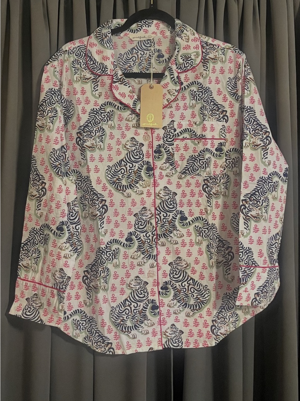 Anthropology Tiger Queen Printfresh Cotton Pajama Top Loungewear Pink and more